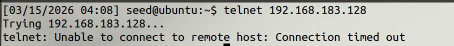 图 8 关闭SYN cookies后再尝试连接telnet