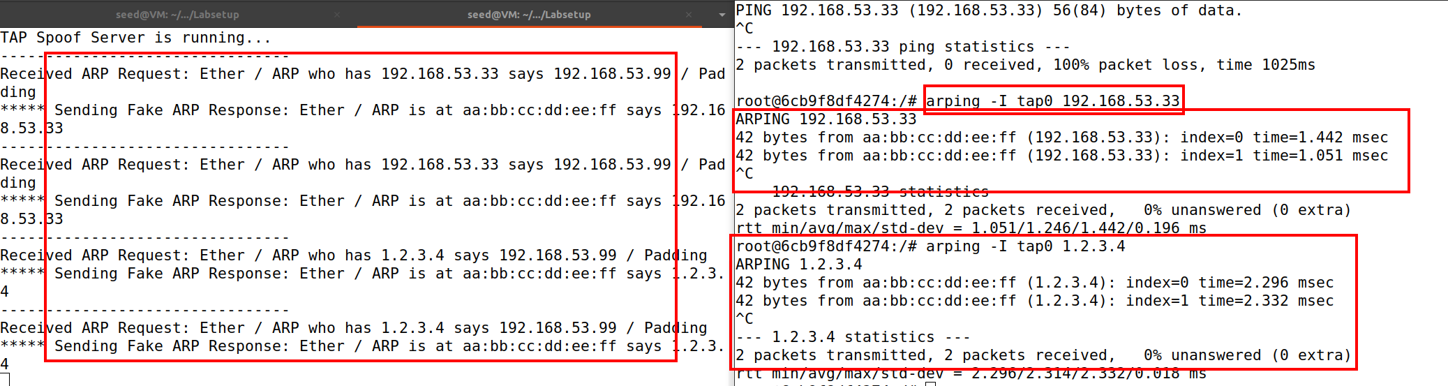 伪造ARP响应并验证